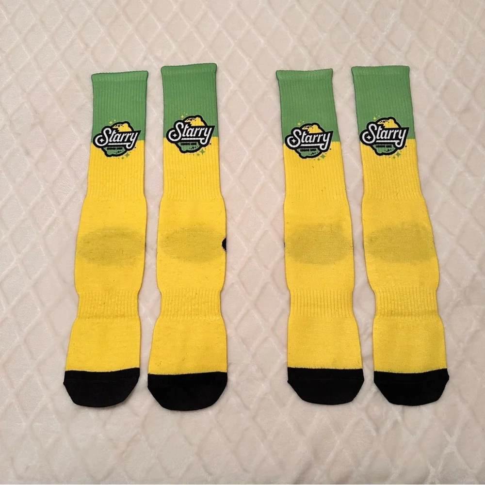 Starry Lemon Lime Fun Socks 2 Pack One Size Unisex NWT